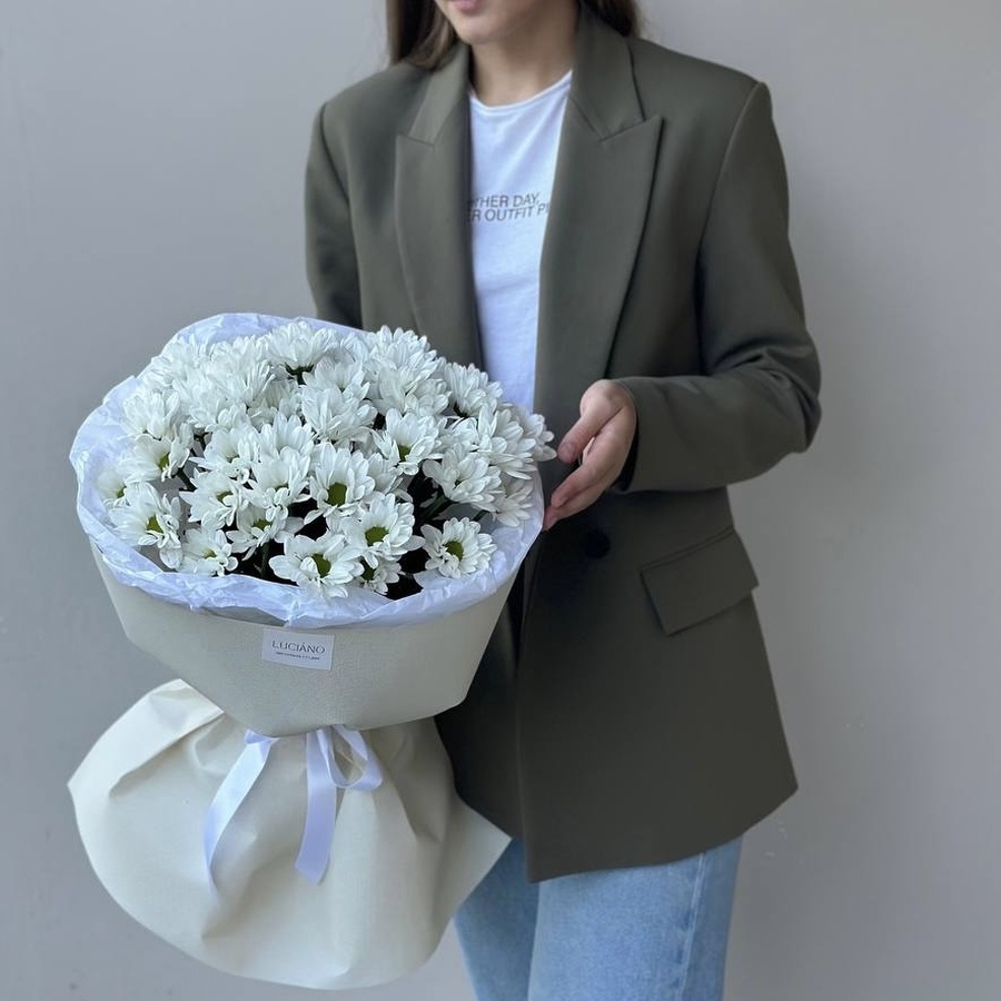 Моно букет из ромашковых хризантем - 7 шт